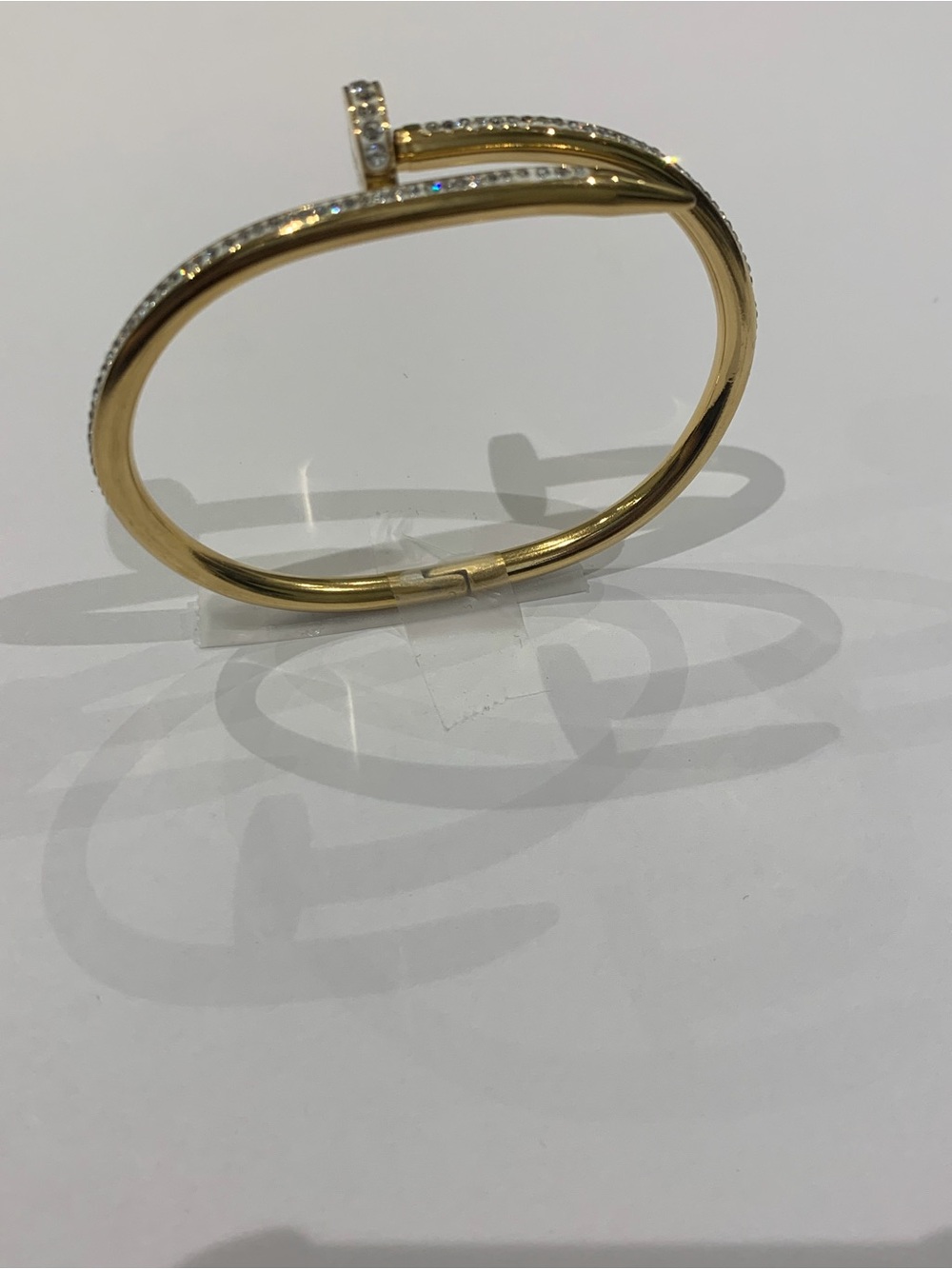Gold Crystal Hinged Bangle Bracelet - Women Jewelry